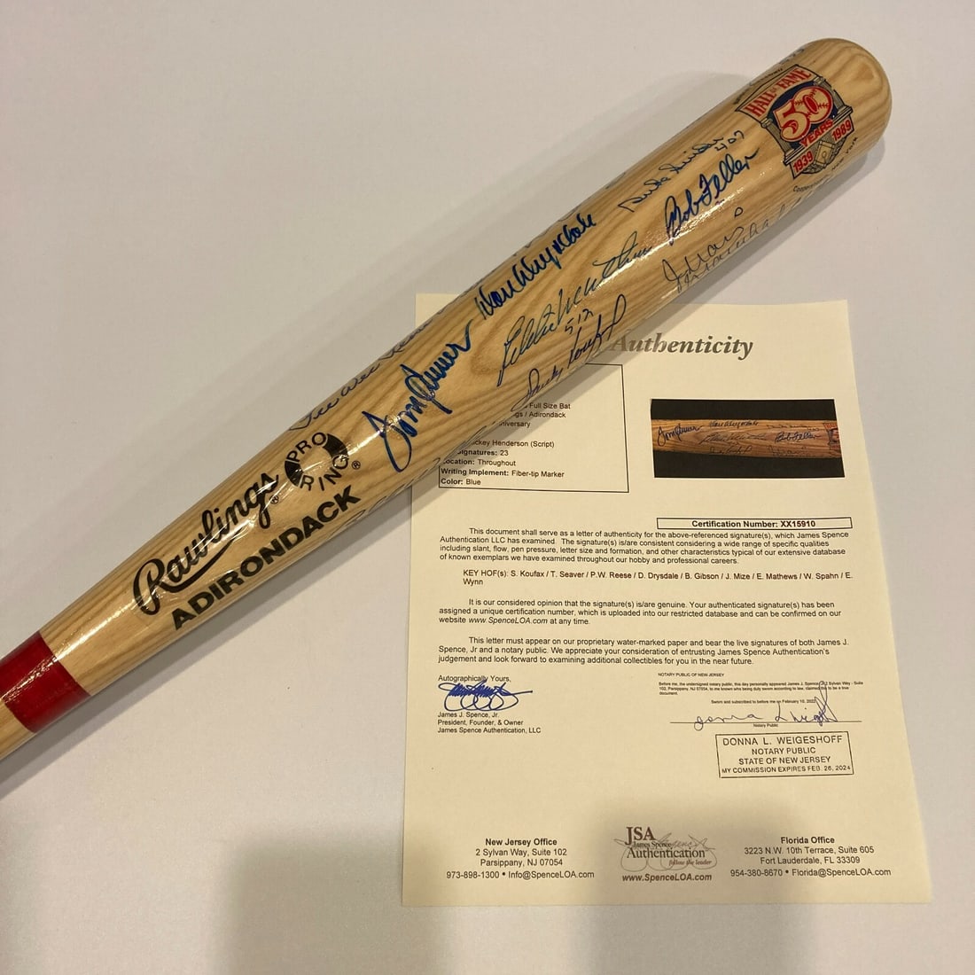 Multi-Signed Hall of Fame Rawlings Baseball Bat JSA Authenticated: Multi-Signed Hall of Fame Rawlings Baseball Bat JSA Authenticated This original Rawlings baseball bat features the signatures of multiple Baseball Hall of Famers, including Sandy Koufax, Don Drysdale,