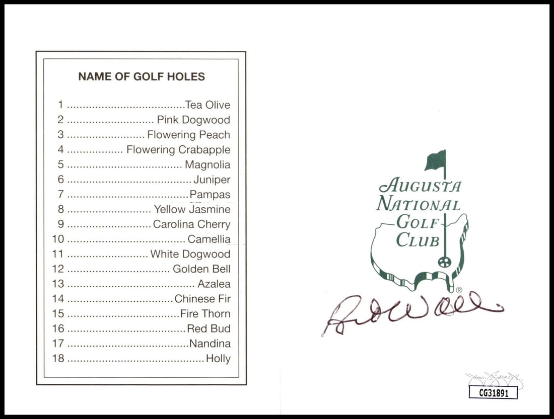 Art Wall Autographed Masters Scorecard with JSA Authentication: Art Wall Autographed Masters Scorecard with JSA Authentication This is an original scorecard from the prestigious Augusta National Masters, signed by the legendary golfer Art Wall. The signature is au