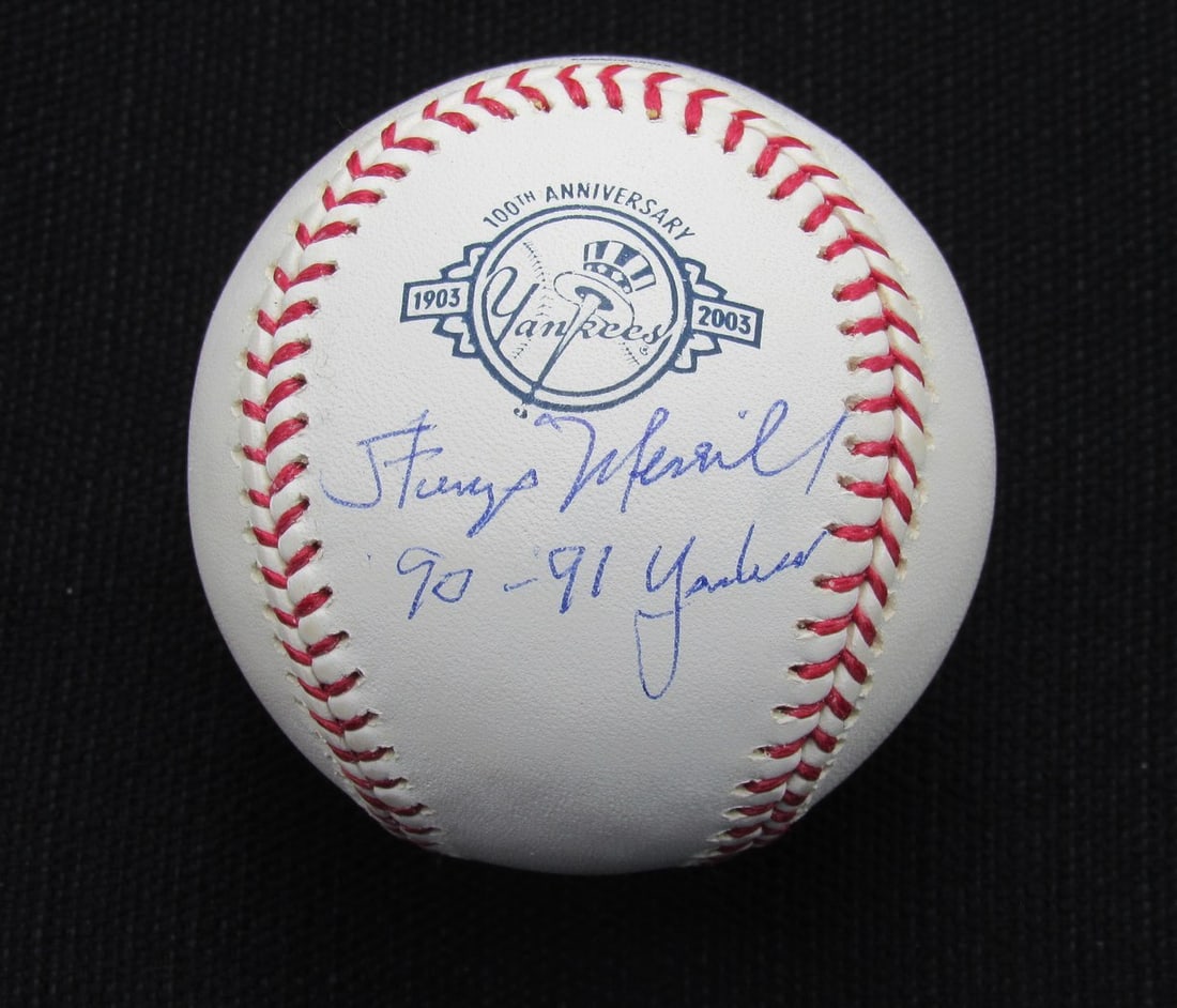 Stump Merrill Signed Yankees 100th OML Baseball MAB Authenticated (1 of 2)