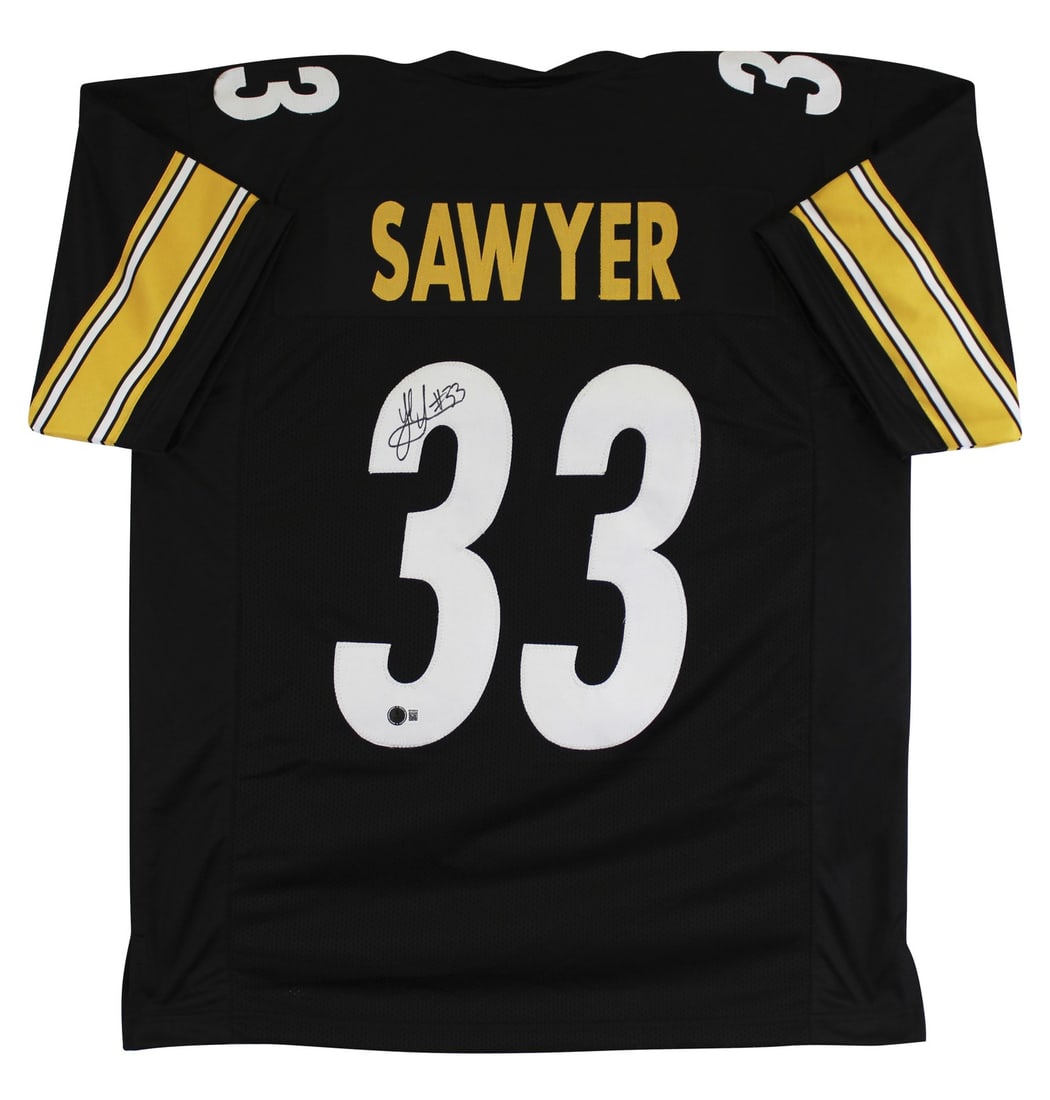 Jack Sawyer Signed Pittsburgh Steelers Black Jersey BAS Authenticated: Jack Sawyer Signed Pittsburgh Steelers Black Jersey BAS Authenticated This authentic black pro-style jersey has been personally signed by Jack Sawyer of the Pittsburgh Steelers. It is an original item