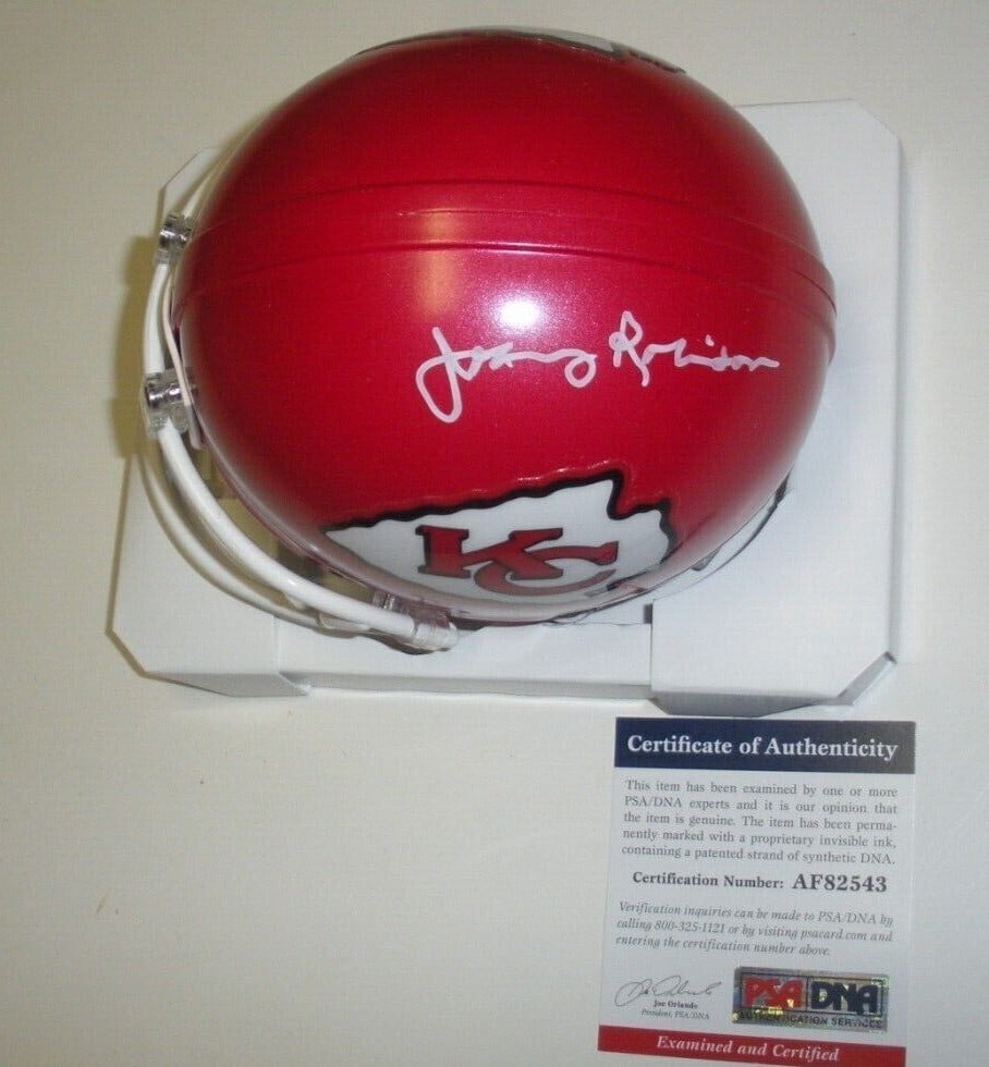 John Robinson Signed Kansas City Chiefs Mini Helmet PSA/DNA Certified: John Robinson Signed Kansas City Chiefs Mini Helmet PSA/DNA Certified This authentic mini helmet is a must-have for any Kansas City Chiefs fan. Featuring the signature of John Robinson, this piece is