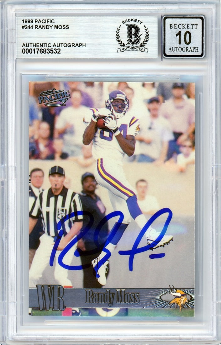 1998 Pacific Randy Moss Rookie Card BGS 10 Autographed (1 of 2)