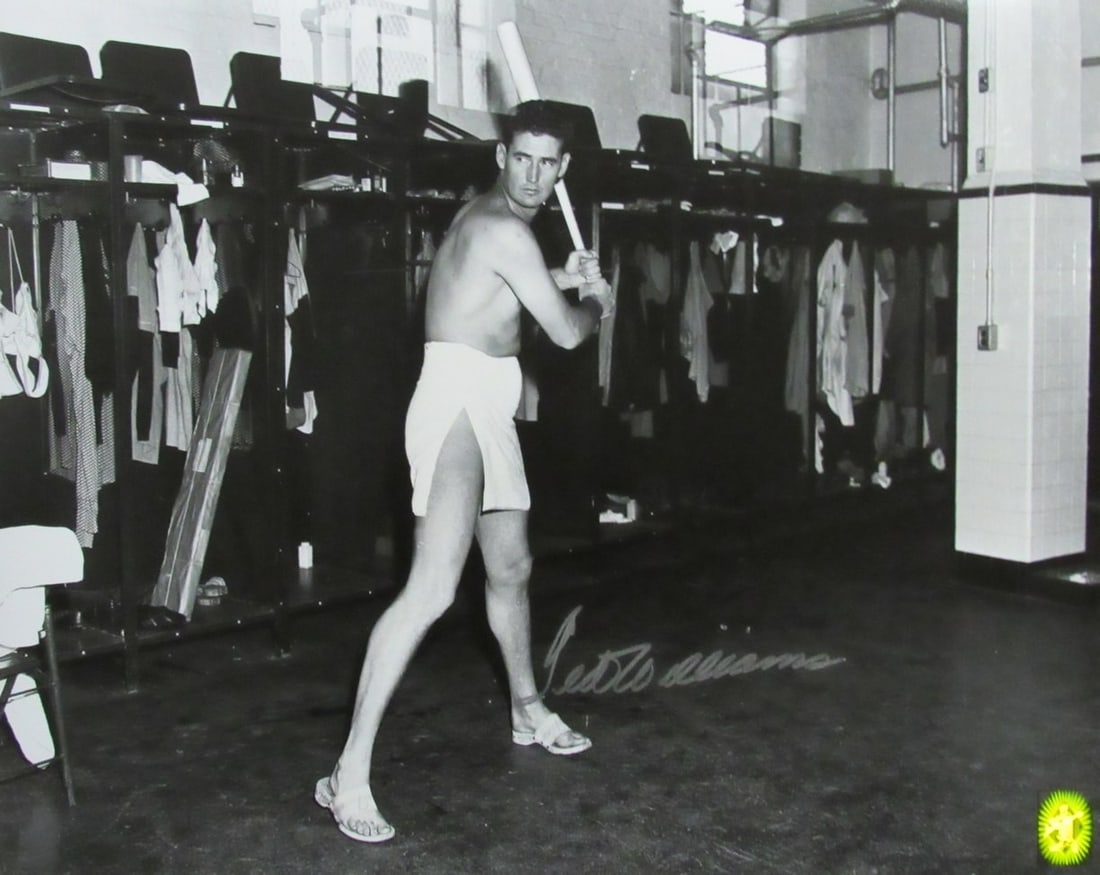 Ted Williams Signed 16x20 B/W Photo Boston Red Sox HOF with Green Diamond Hologram: Ted Williams Signed 16x20 B/W Photo Boston Red Sox HOF with Green Diamond Hologram This is an original, autographed 16x20 black and white photo of Ted Williams, the legendary Boston Red Sox player and