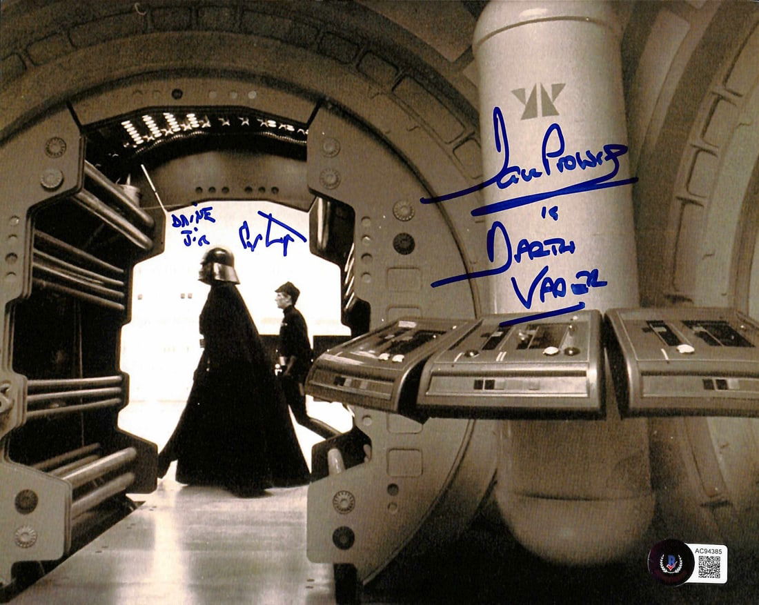 Star Wars A New Hope Signed 8x10 Photo by David Prowse & Al Lampert Beckett LOA: Star Wars A New Hope Signed 8x10 Photo by David Prowse & Al Lampert Beckett LOA This is an authentic 8x10 photograph from Star Wars: A New Hope, featuring the hand-signed autographs of David Prowse (D