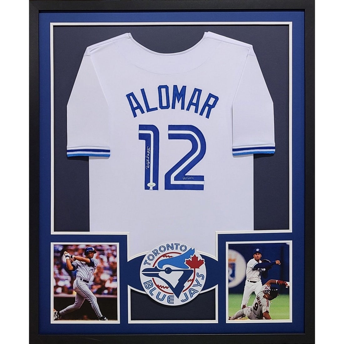 Roberto Alomar Signed Jersey Framed 42x34 JSA Authenticated Toronto Blue Jays: Roberto Alomar Signed Jersey Framed 42x34 JSA Authenticated Toronto Blue Jays Celebrate the legacy of baseball legend Roberto Alomar with this autographed framed jersey from the Toronto Blue Jays. Aut