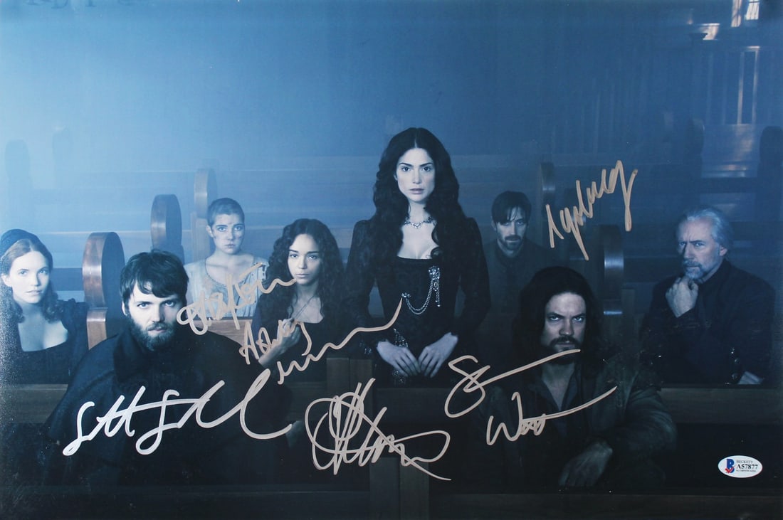 Salem Signed 12x18 Photo with 6 Cast Autographs BAS A57877: Salem Signed 12x18 Photo with 6 Cast Autographs BAS A57877 This captivating 12x18 photograph features the signatures of the talented cast from the series 'Salem,' including Seth Gabel, Shane West, Ash