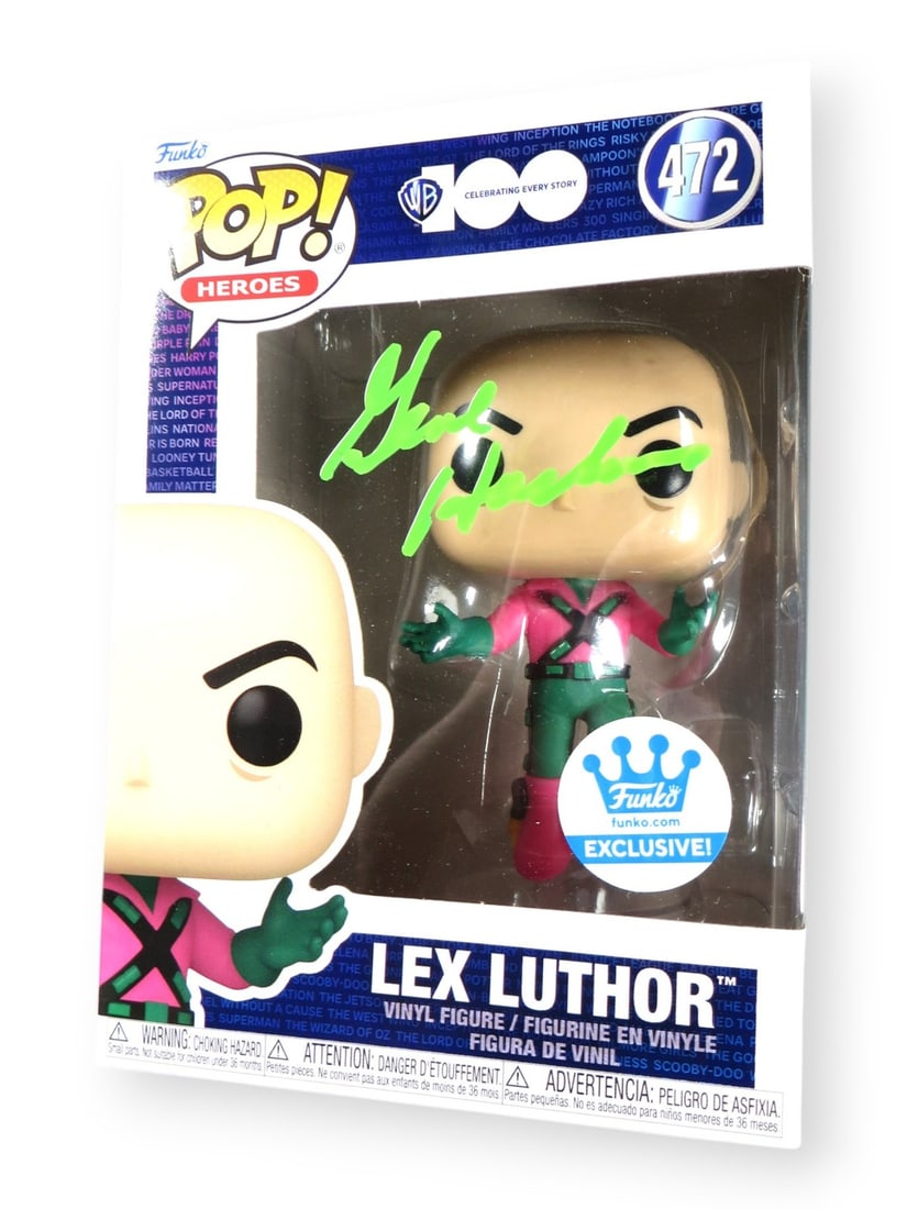 Gene Hackman Autographed Funko POP Lex Luthor 472 JSA Authenticated: Gene Hackman Autographed Funko POP Lex Luthor 472 JSA Authenticated This collectible features a Gene Hackman signed Funko POP! figure of Lex Luthor, number 472. The autograph has been authenticated by