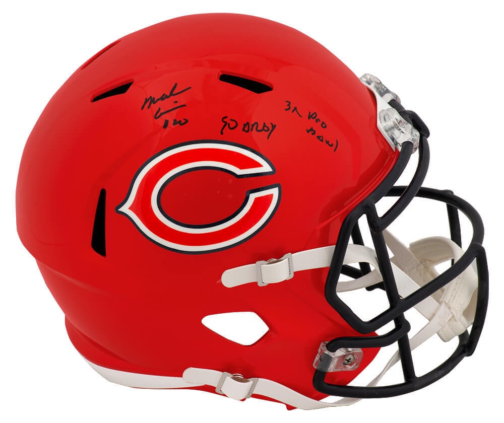 Mark Carrier Signed Chicago Bears Flash Helmet with DROY Pro Bowl Inscription (1 of 1)