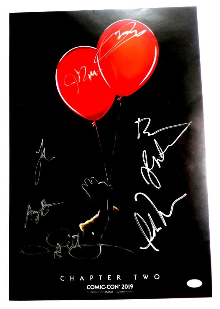 IT Chapter 2 Autographed Cast Poster 13X20 JSA Certified McAvoy Chastain Hader: IT Chapter 2 Autographed Cast Poster 13X20 JSA Certified McAvoy Chastain Hader This original 13x20 poster from 'IT Chapter 2' features autographs from the star-studded cast, including James McAvoy, Je