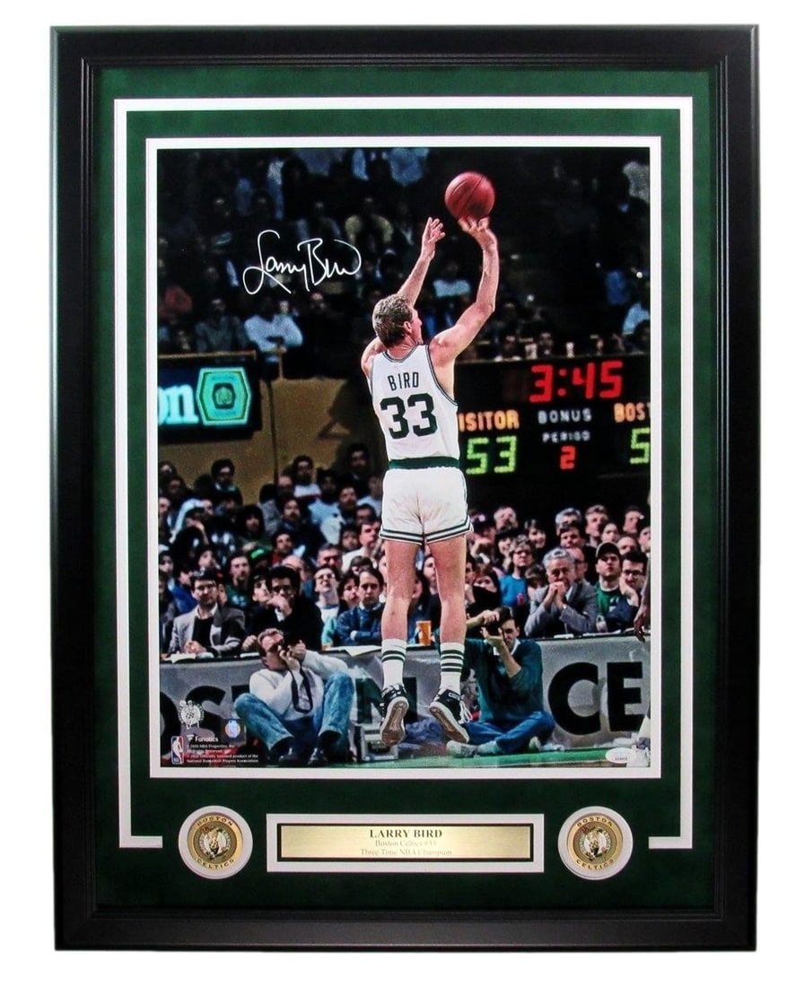 Larry Bird Signed Framed 16x20 Photo Boston Celtics JSA Authenticated (1 of 4)