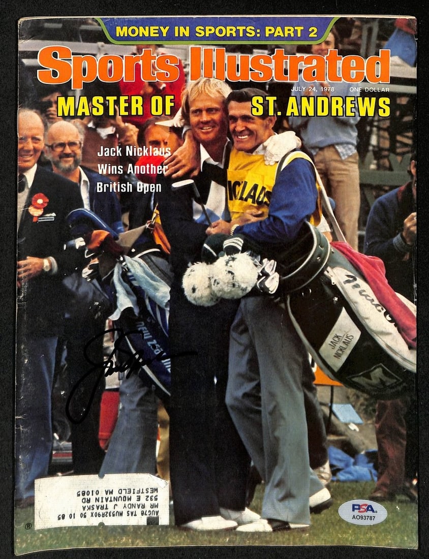 Jack Nicklaus Signed Sports Illustrated Magazine 7/24/1978 PSA/DNA: Jack Nicklaus Signed Sports Illustrated Magazine 7/24/1978 PSA/DNA This is an original Sports Illustrated magazine from July 24, 1978, featuring a signature from the legendary golfer Jack Nicklaus. Th