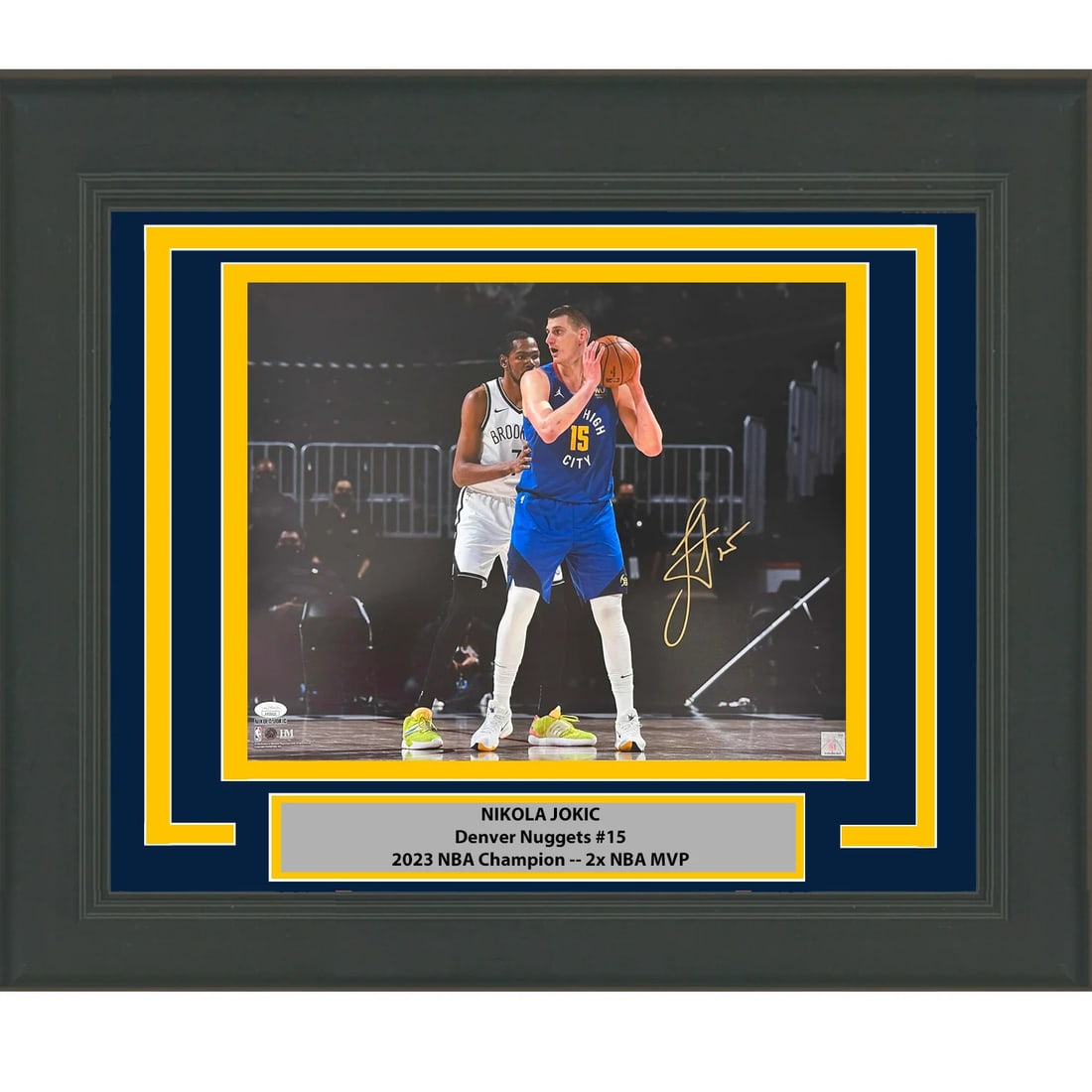 Framed Nikola Jokic Signed 16x20 Photo Denver Nuggets JSA COA: Framed Nikola Jokic Signed 16x20 Photo Denver Nuggets JSA COA Celebrate the talent of Nikola Jokic with this professionally framed and matted 16x20 photo, showcasing the Denver Nuggets star in action.