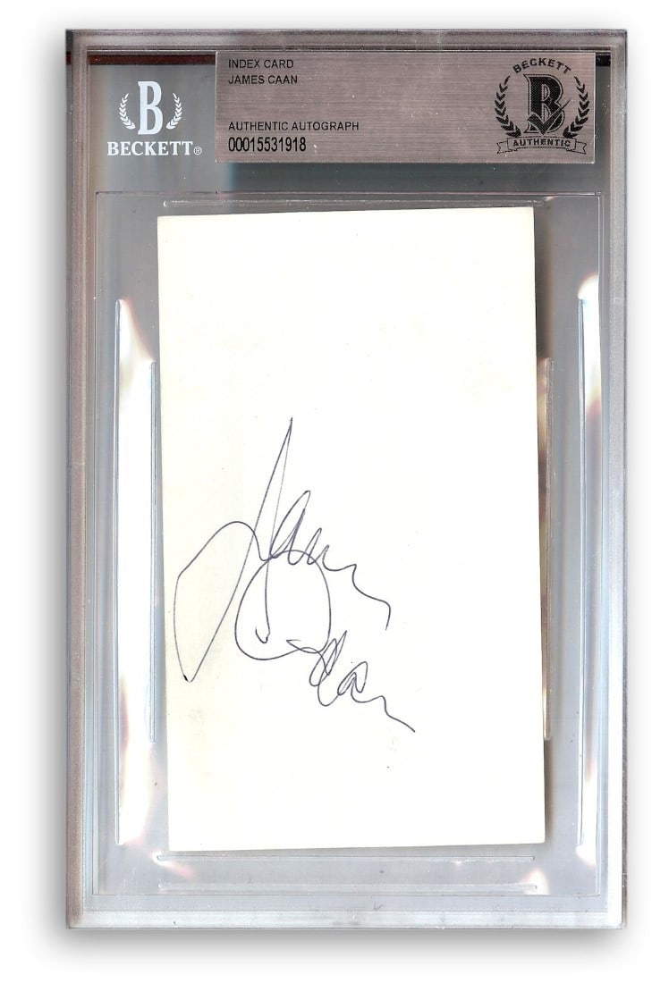 James Caan Signed Index Card The Godfather Beckett Authenticated 4.5 x 7: James Caan Signed Index Card The Godfather Beckett Authenticated 4.5 x 7 This is an original autographed index card signed by James Caan, best known for his role in "The Godfather." The card is authen