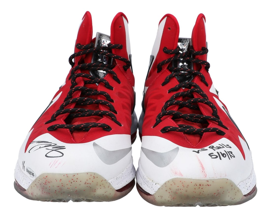LeBron James Game-Used Signed Sneakers 1/1 UDA Photo Matched Size 16: LeBron James Game-Used Signed Sneakers 1/1 UDA Photo Matched Size 16 Own a piece of basketball history with these game-used sneakers worn by LeBron James during the 2013 NBA Eastern Conference Semifin