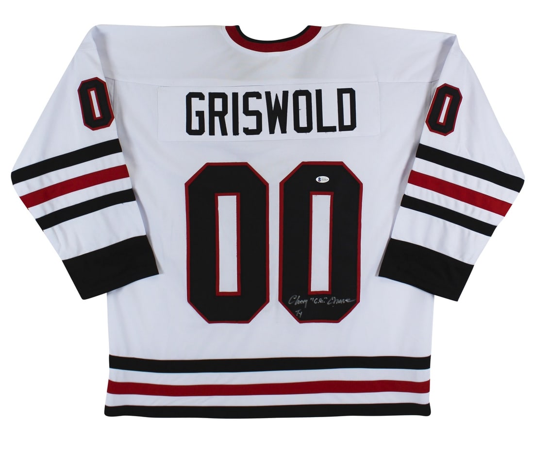 Chevy Chase Signed Santa Clark Jersey C.G. Ty BAS Authenticated: Chevy Chase Signed Santa Clark Jersey C.G. Ty BAS Authenticated Celebrate the holiday spirit with this one-of-a-kind autographed Santa Clark jersey, personally signed by Chevy Chase from National Lamp