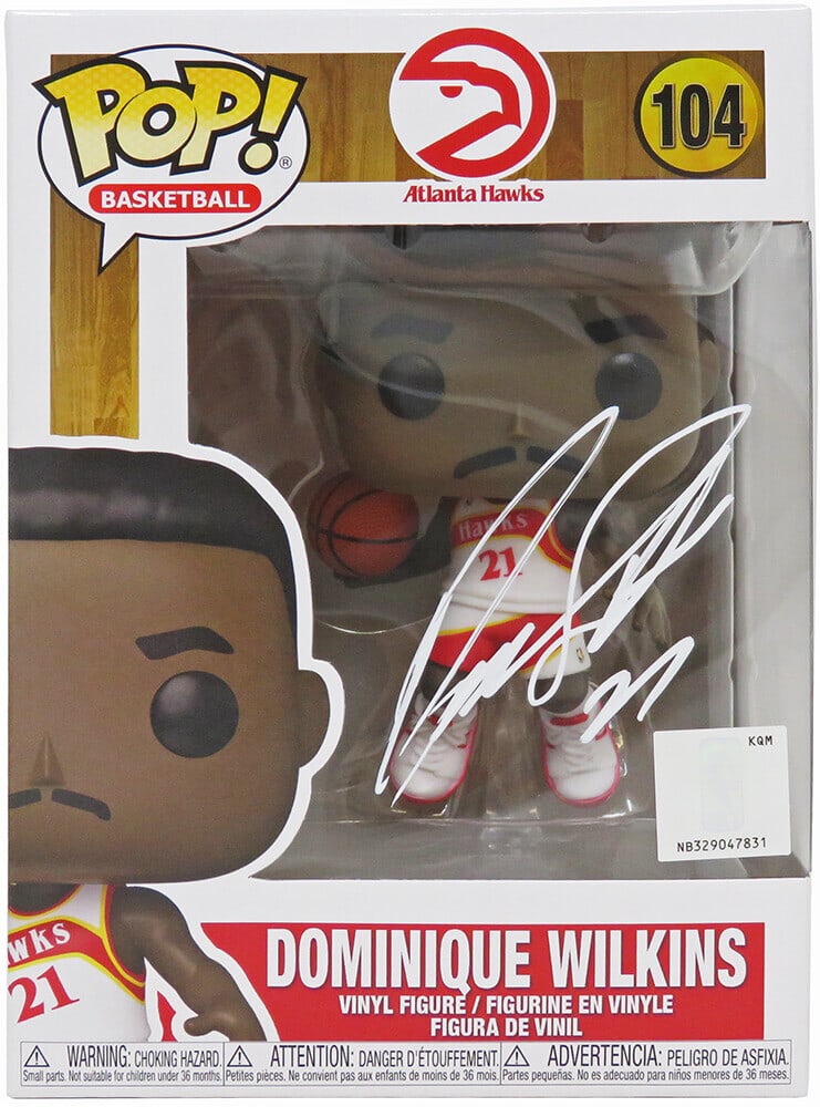 Dominique Wilkins Signed NBA Funko Pop Doll #104 with COA: Dominique Wilkins Signed NBA Funko Pop Doll #104 with COA Celebrate the legacy of basketball legend Dominique Wilkins with this signed Atlanta Hawks NBA Funko Pop Doll #104. This collectible showcases