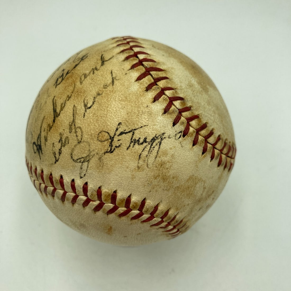 Earliest Joe DiMaggio Single Signed Baseball 1937 with JSA COA: Earliest Joe DiMaggio Single Signed Baseball 1937 with JSA COA This remarkable piece of baseball memorabilia features an early signed Spalding baseball by iconic player Joe DiMaggio, dedicated to his