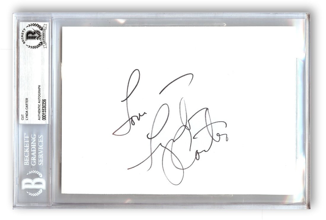 Lynda Carter Wonder Woman Signed Album Page Beckett Authenticated 6 X 9: Lynda Carter Wonder Woman Signed Album Page Beckett Authenticated 6 X 9 This is an original autographed album page signed by Lynda Carter, the iconic Wonder Woman. The item has been authenticated by B