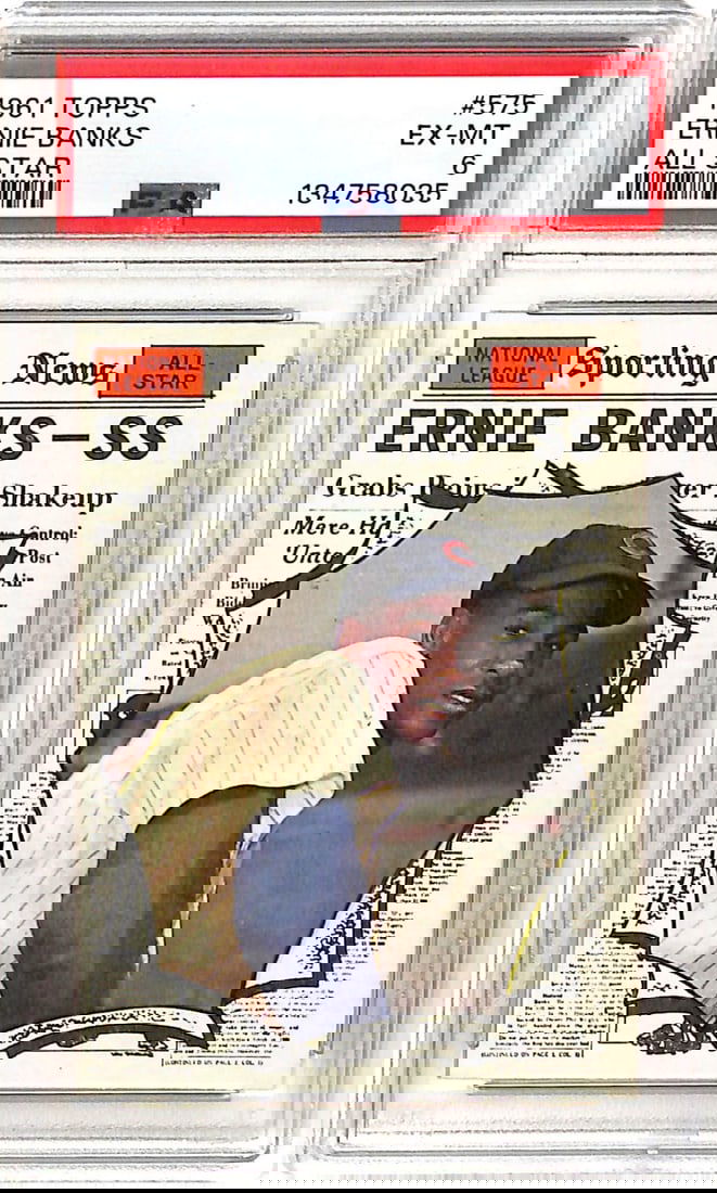 PSA Graded 6 1961 Topps Ernie Banks Card Number 575 Chicago Cubs (1 of 2)