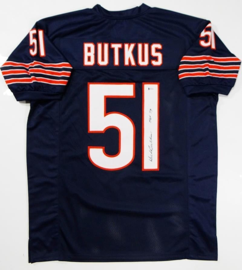 Blue Pro Style Chicago Bears Jersey Signed by Dick Butkus Beckett Authenticated (1 of 3)