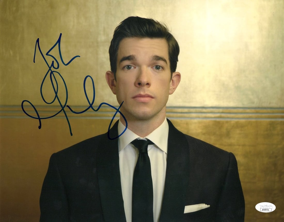 John Mulaney Autographed 11x14 Photograph Certified by JSA: John Mulaney Autographed 11x14 Photograph Certified by JSA Capture a piece of comedy history with this authentic 11X14 photograph of John Mulaney, renowned writer and comedian. The photo features a cl