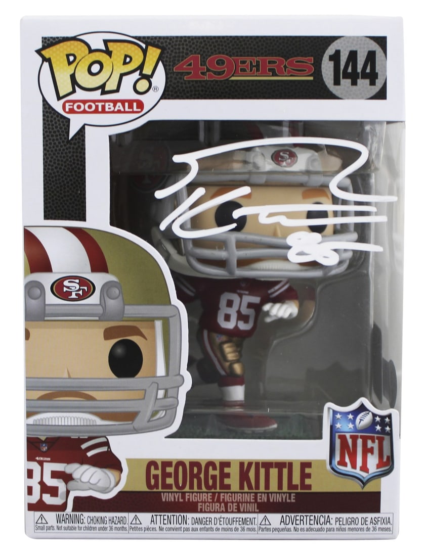 George Kittle Signed #144 Funko Pop Vinyl Figure 49ers BAS Authenticated: George Kittle Signed #144 Funko Pop Vinyl Figure 49ers BAS Authenticated This is an authentic signed #144 Funko Pop Vinyl Figure featuring George Kittle, star player of the San Francisco 49ers. The fi