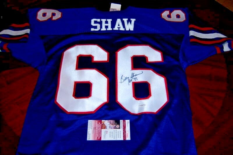 Signed Billy Shaw Buffalo Bills Russell Jersey JSA COA Hall of Fame 1999: Signed Billy Shaw Buffalo Bills Russell Jersey JSA COA Hall of Fame 1999 This is a pre-owned, official licensed Russell jersey featuring the Buffalo Bills and signed by Billy Shaw. The jersey commemor