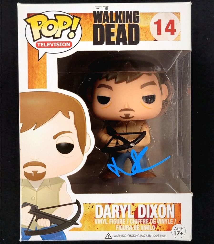 Norman Reedus Autographed Daryl Dixon Funko Pop Walking Dead Beckett Authenticated: Norman Reedus Autographed Daryl Dixon Funko Pop Walking Dead Beckett Authenticated This collectible features a Funko Pop! figure of Daryl Dixon from the hit show The Walking Dead, signed by Norman Ree