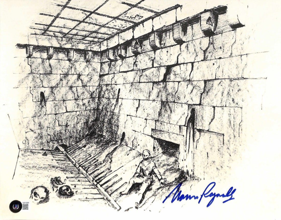 11x14 Rancor Pit Concept Art Photo Signed by Norman Reynolds Beckett Authenticated: 11x14 Rancor Pit Concept Art Photo Signed by Norman Reynolds Beckett Authenticated This is an original 11x14 inch color photograph featuring the concept design for the Rancor Pit from "Star Wars: Retu