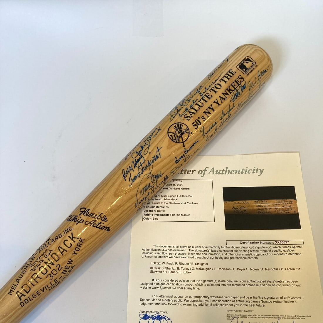 1950s New York Yankees Legends Multi Signed Baseball Bat 55 Sigs JSA COA: 1950s New York Yankees Legends Multi Signed Baseball Bat 55 Sigs JSA COA This authentic 1950's New York Yankees Legends Multi Signed Baseball Bat showcases an impressive collection of 55 signatures, i