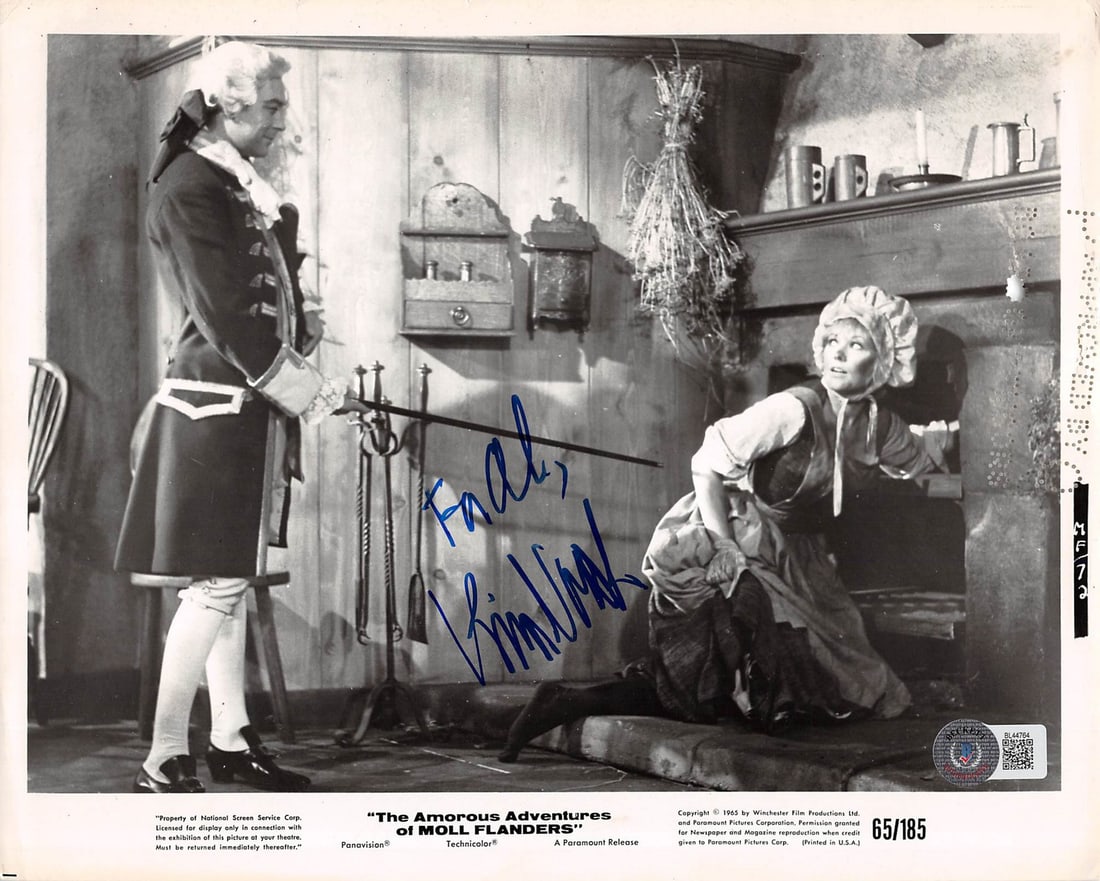 Kim Novak Signed 8x10 Photo The Amorous Adventures BAS Certified: Kim Novak Signed 8x10 Photo The Amorous Adventures BAS Certified This original 8x10 photograph features Kim Novak, personally signed with the inscription "For Al". The item is authenticated by Beckett