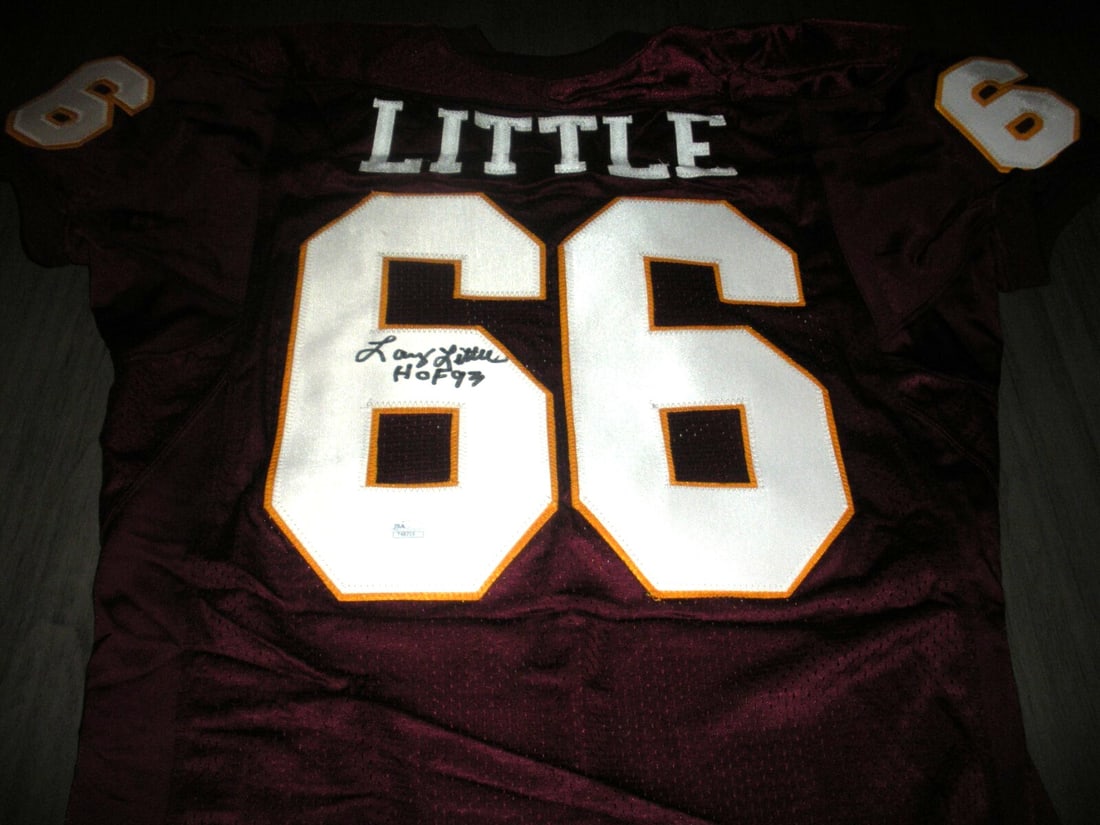Larry Little Signed Miami Nike Jersey JSA COA Football: Larry Little Signed Miami Nike Jersey JSA COA Football This officially licensed Nike jersey, signed by Larry Little, showcases your support for Bethune-Cookman and the Miami Dolphins. Crafted for fans
