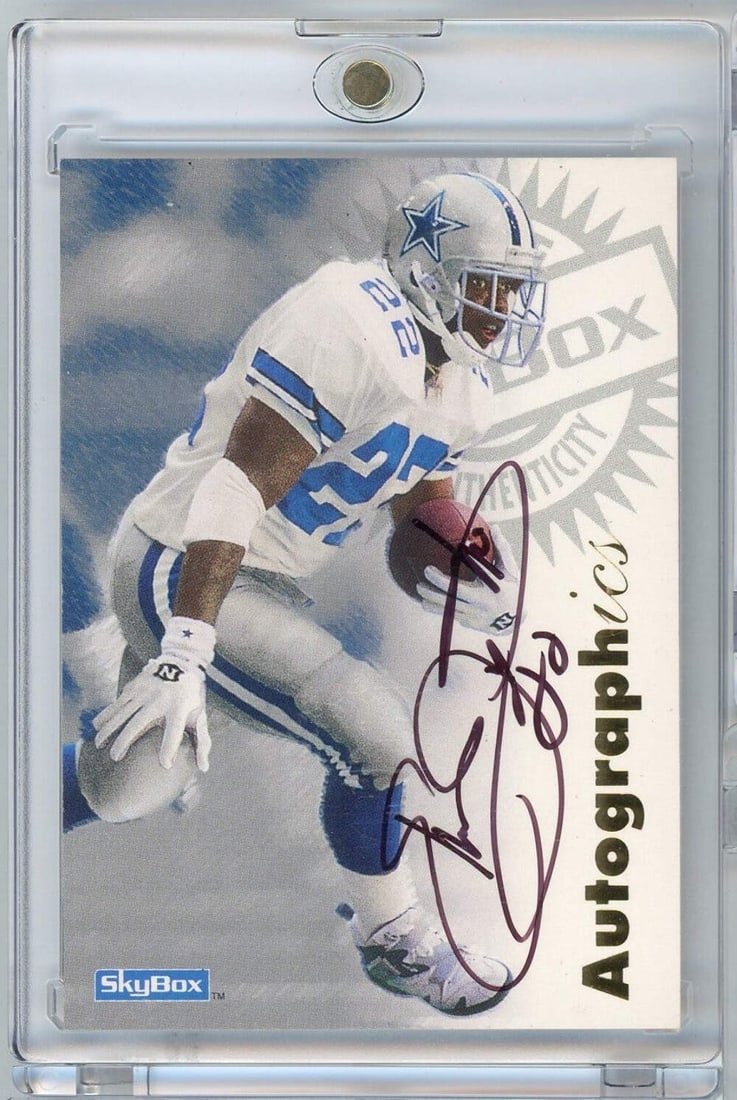 1997 Skybox Emmitt Smith Autographed Graded NFL Card Dallas Cowboys (1 of 2)