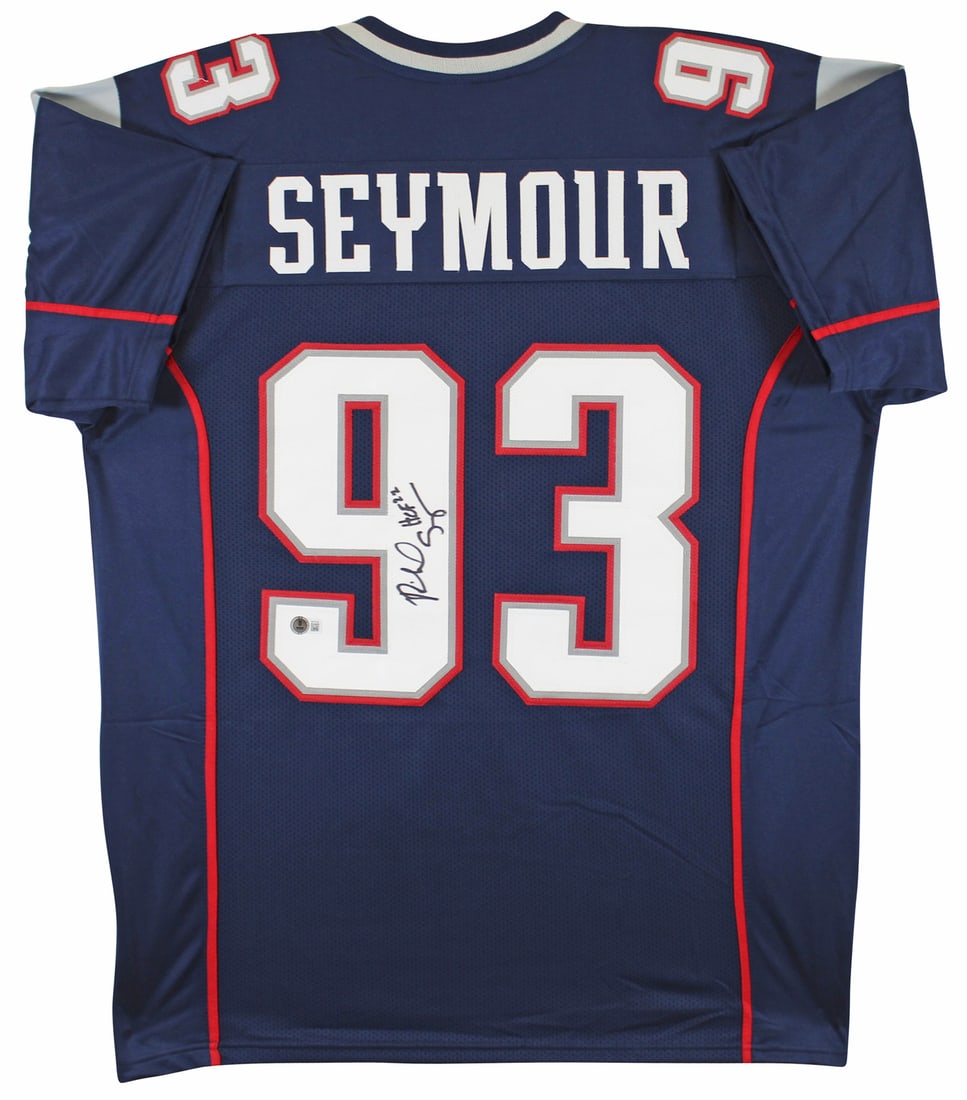 Richard Seymour Signed Navy Jersey HOF 22 BAS Witnessed New England Patriots (1 of 3)