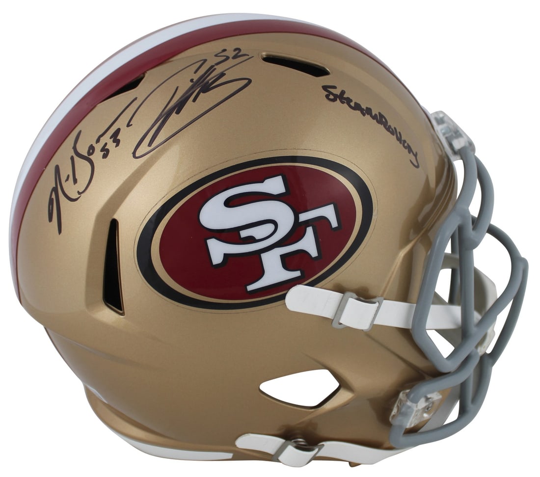 49ers Patrick Willis Navorro Bowman Signed Helmet BAS Authenticated: 49ers Patrick Willis Navorro Bowman Signed Helmet BAS Authenticated This autographed full-size Speed Replica helmet showcases the signatures of NFL stars Patrick Willis and Navorro Bowman from the San