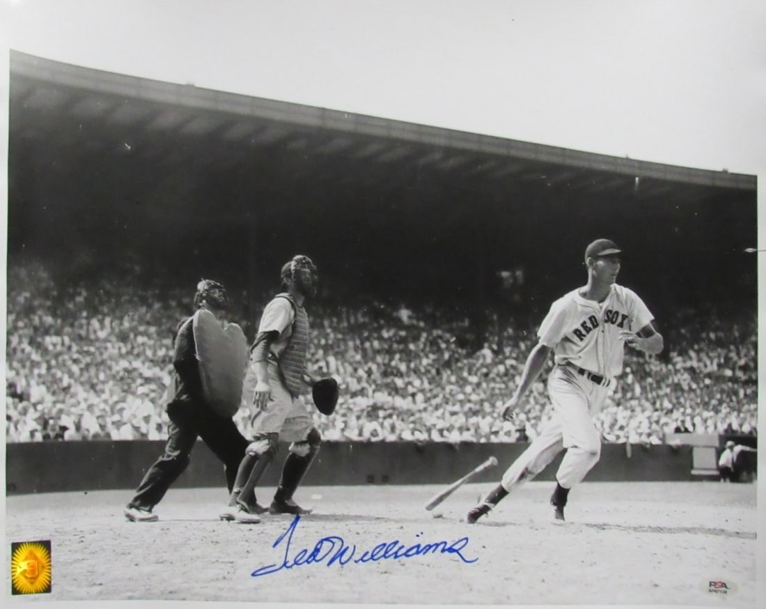 Ted Williams Autographed 16x20 Photo Boston Red Sox PSA/DNA: Ted Williams Autographed 16x20 Photo Boston Red Sox PSA/DNA Celebrate the legacy of baseball legend Ted Williams with this original 16x20 signed photo. This stunning piece showcases Williams in his ic