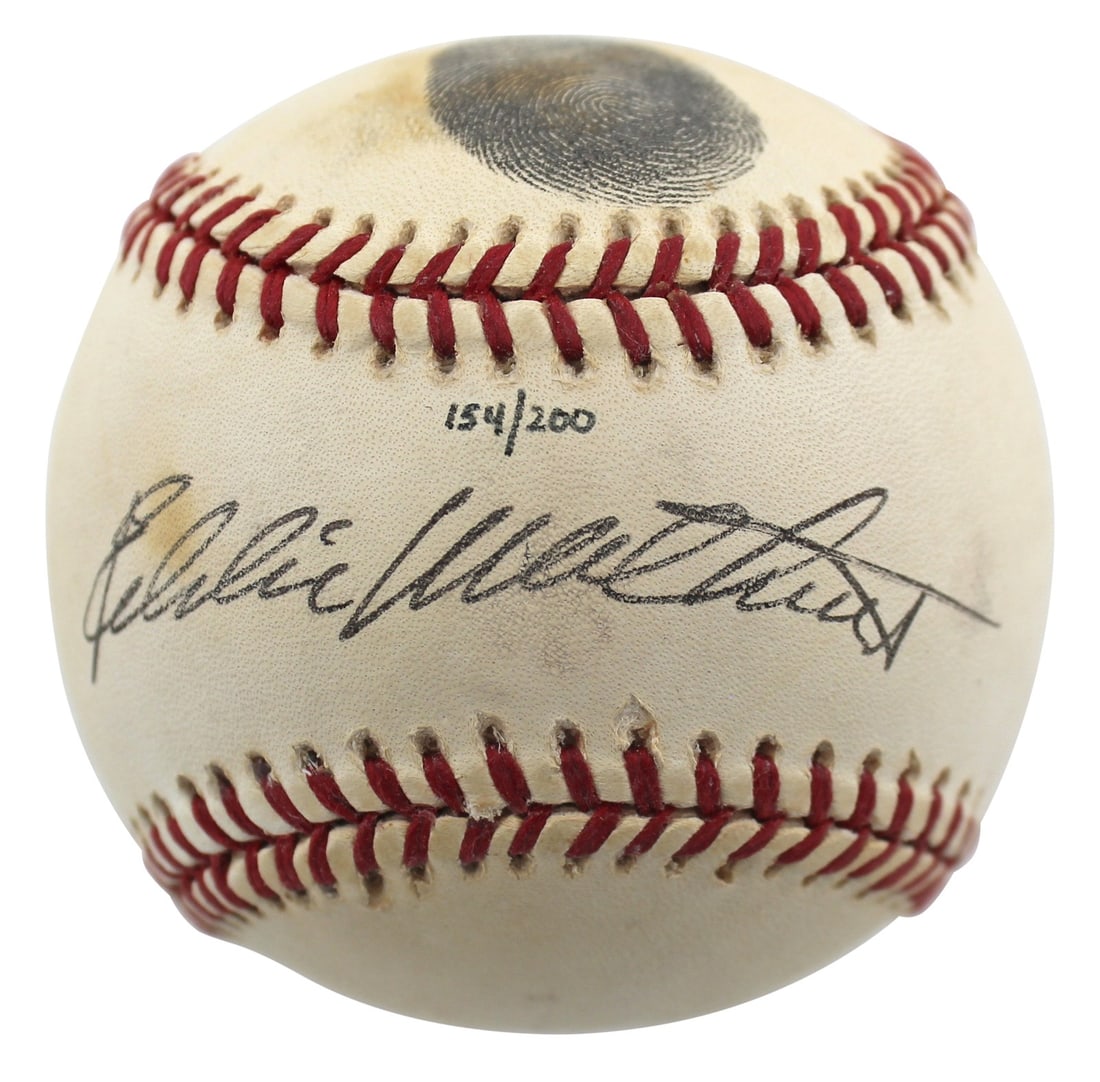 Eddie Mathews Signed Limited Edition Thumbprint Baseball #154/200 Beckett COA (1 of 2)