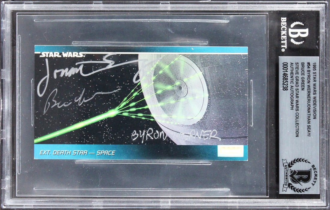 Star Wars Signed 1995 Widevision #54 Card by Werner Seay Green BAS Authenticated: Star Wars Signed 1995 Widevision #54 Card by Werner Seay Green BAS Authenticated This remarkable 1995 Star Wars Widevision #54 Card features the authentic signatures of Byron Werner, Jonathan Seay, an