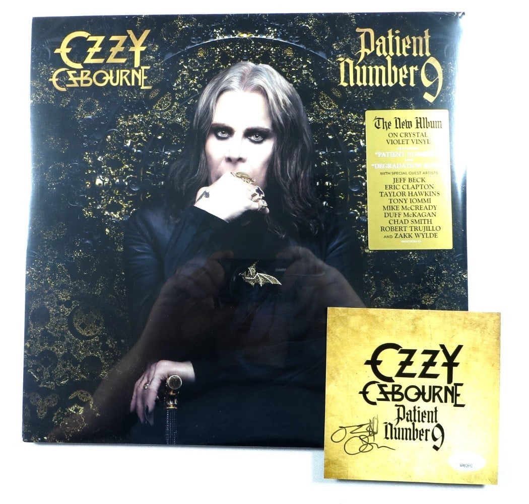 Ozzy Osbourne Autographed Record Insert Patient No. 9 JSA Certified: Ozzy Osbourne Autographed Record Insert Patient No. 9 JSA Certified This is an original record insert signed by the legendary Ozzy Osbourne from his album "Patient No. 9." The autograph has been authe