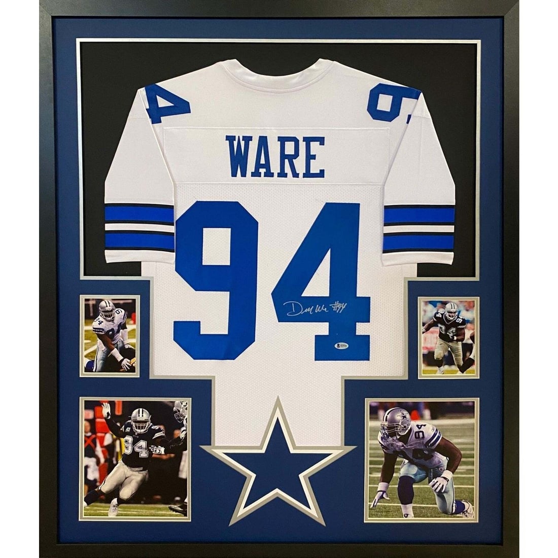 DeMarcus Ware Autographed Framed Jersey Dallas Cowboys Beckett Authenticated: DeMarcus Ware Autographed Framed Jersey Dallas Cowboys Beckett Authenticated This is an autographed DeMarcus Ware framed jersey, a perfect piece for any Dallas Cowboys fan. The jersey is authenticated