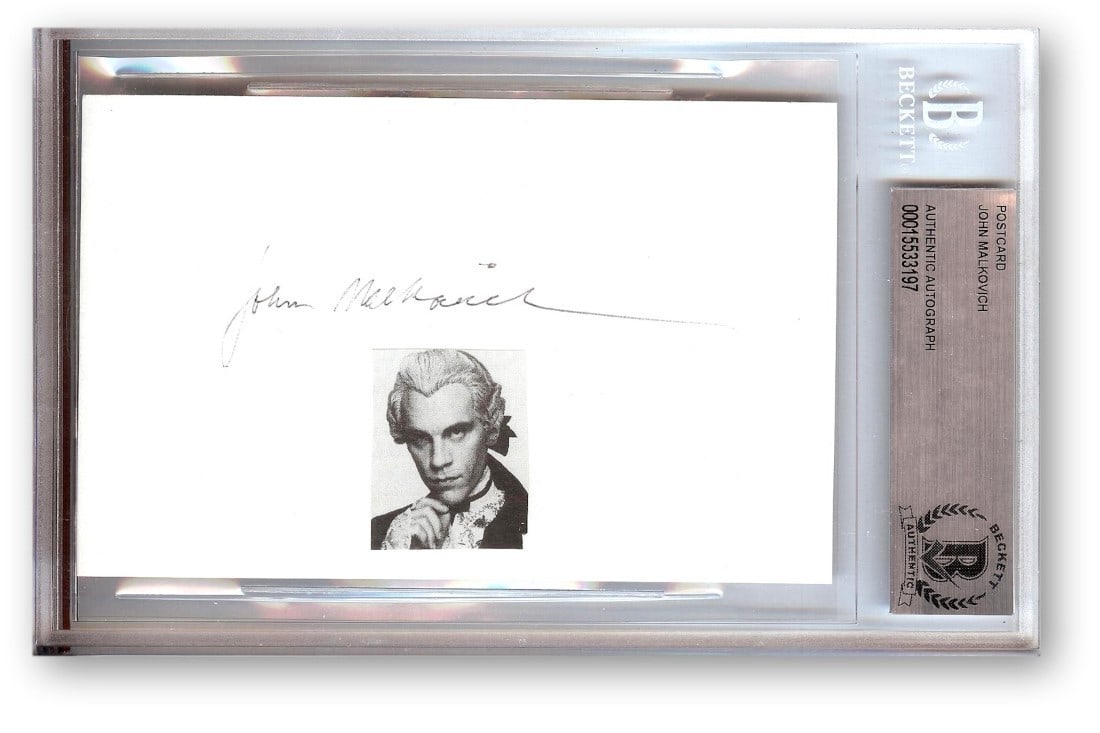 John Malkovich Autographed Postcard Dangerous Liaisons Beckett Authenticated: John Malkovich Autographed Postcard Dangerous Liaisons Beckett Authenticated This is an original autographed postcard of John Malkovich from the film Dangerous Liaisons. The postcard comes authenticat