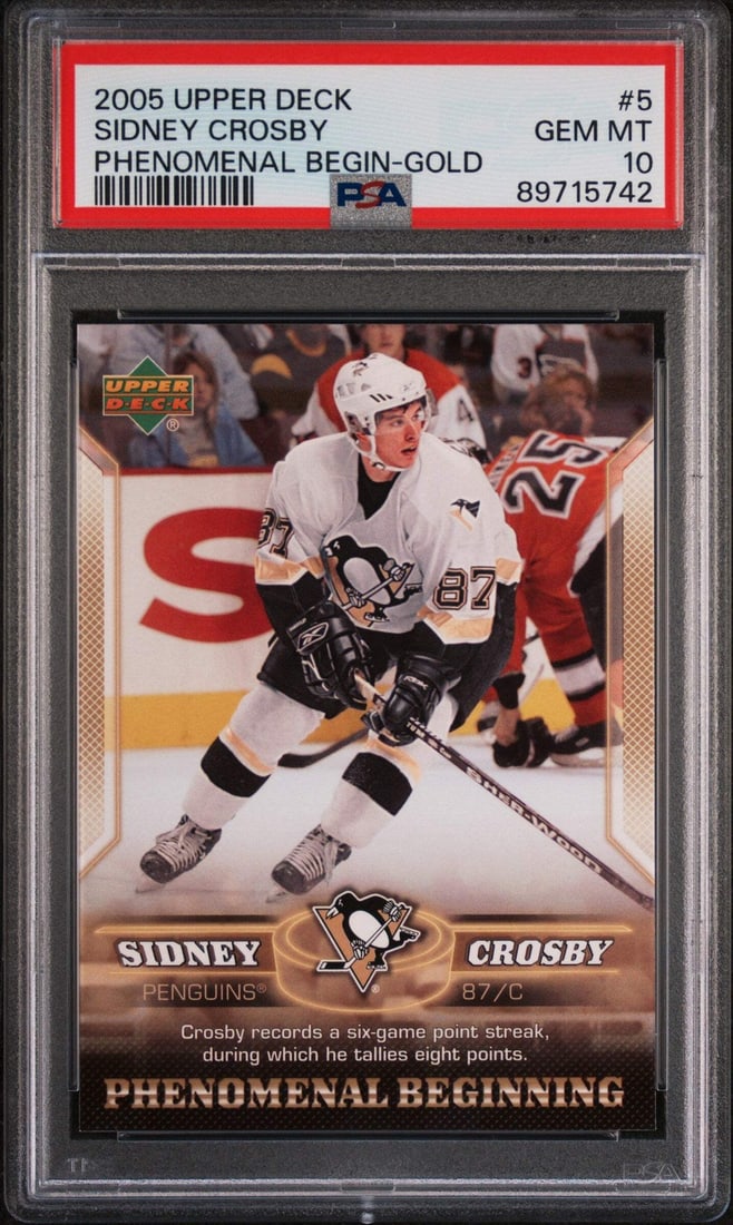 2005-06 Sidney Crosby #5 Gold Rookie Card PSA 10 Authentic (1 of 2)
