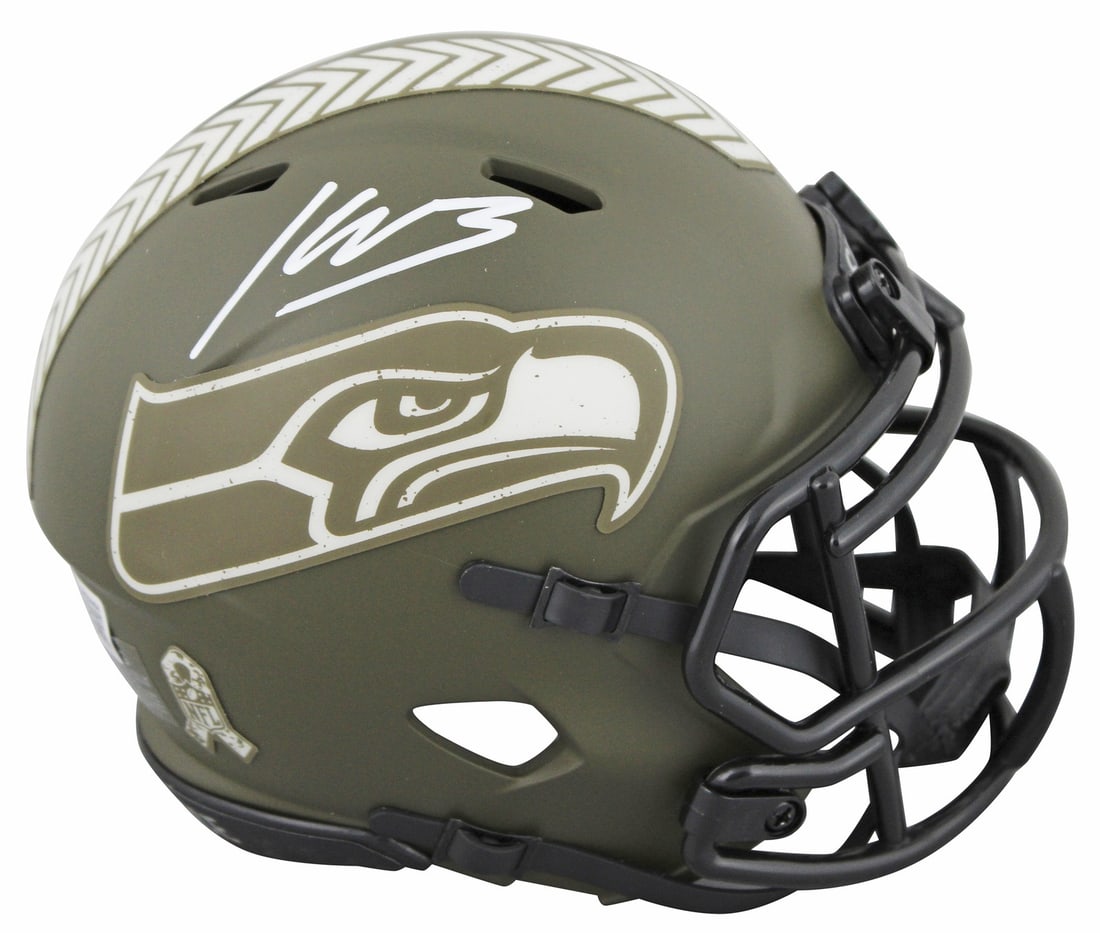 Kenneth Walker III Signed Seahawks Salute To Service Mini Helmet BAS Authenticated (1 of 2)