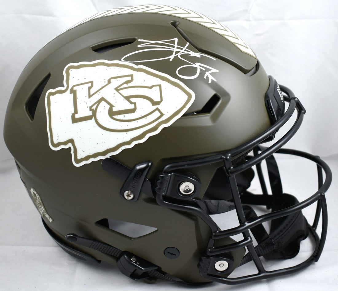 Kansas City Chiefs Salute SpeedFlex Helmet Signed by Travis Kelce Beckett Holo (1 of 5)