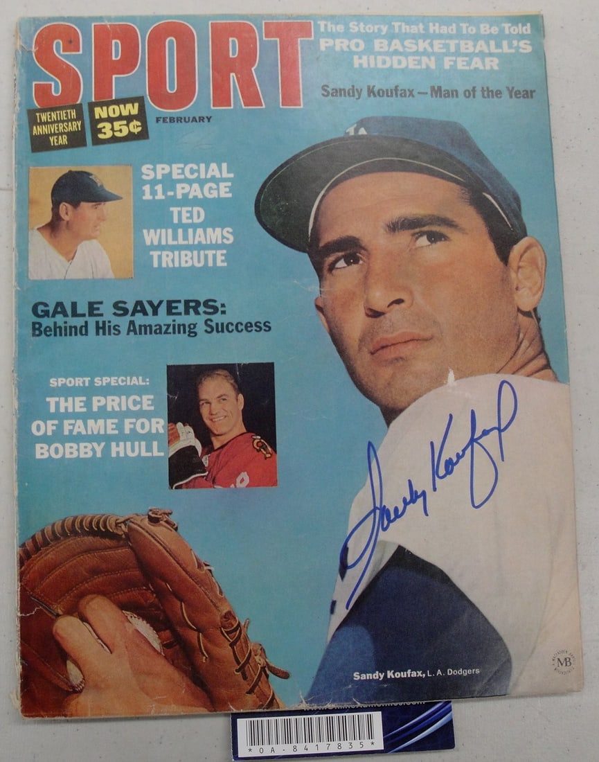 Sandy Koufax Signed 1966 Sports Magazine Los Angeles Dodgers Authenticated: Sandy Koufax Signed 1966 Sports Magazine Los Angeles Dodgers Authenticated This is an original sports magazine featuring Sandy Koufax, a legendary player of the Los Angeles Dodgers. The magazine is ha