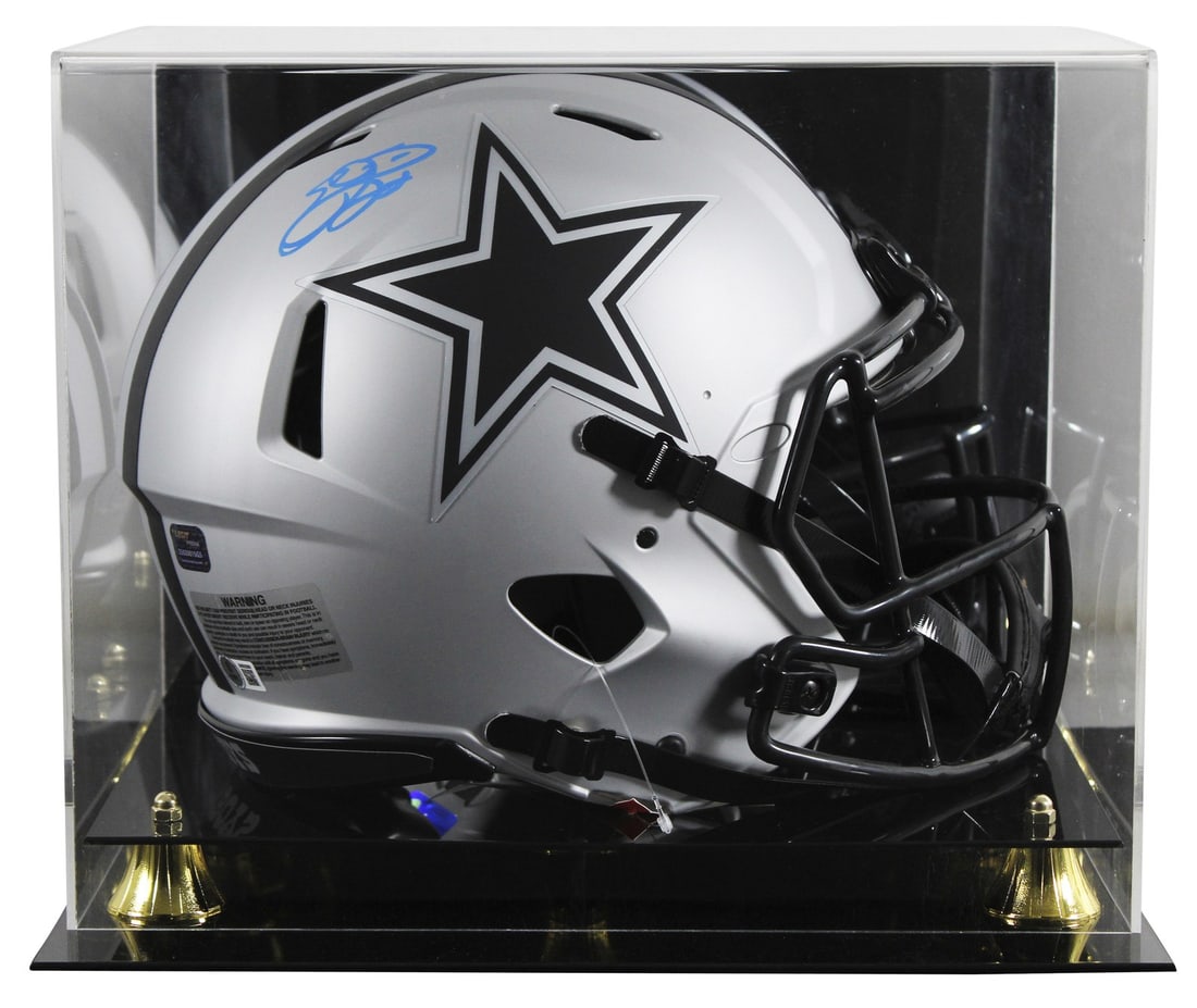Emmitt Smith Autographed Full Size Rave Helmet with Display Case BAS: Emmitt Smith Autographed Full Size Rave Helmet with Display Case BAS This authentic Emmitt Smith signed Rave Riddell Full Size Speed Proline Helmet is a must-have for any Dallas Cowboys fan. The helme