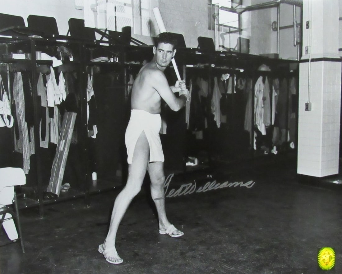 Ted Williams HOF Autographed 16x20 B/W Photo with Green Diamond Hologram: Ted Williams HOF Autographed 16x20 B/W Photo with Green Diamond Hologram This exceptional piece features a Ted Williams Hall of Fame signed 16x20 black and white photo, celebrating his legendary caree