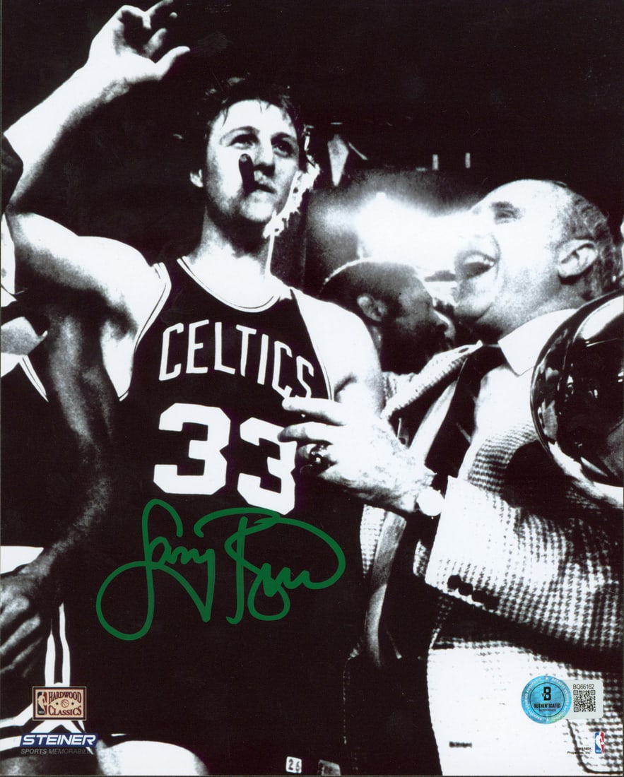 Larry Bird Signed 8x10 Black & White Photo Boston Celtics BAS Authenticated: Larry Bird Signed 8x10 Black & White Photo Boston Celtics BAS Authenticated This authentic signed 8x10 vertical black and white photo features the legendary Larry Bird of the Boston Celtics. Each phot