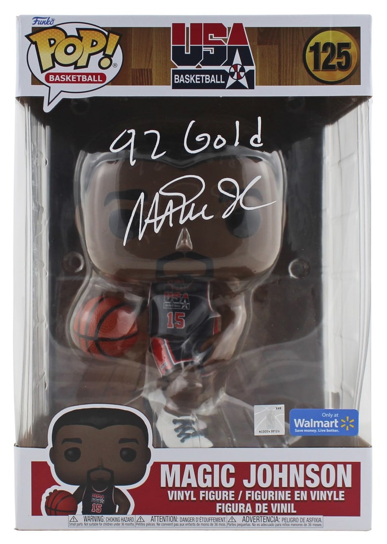 Magic Johnson Signed 10.75 Inch USA Basketball Funko Pop BAS Authenticated: Magic Johnson Signed 10.75 Inch USA Basketball Funko Pop BAS Authenticated This Magic Johnson "92 Gold" Signed 10.75 Inch USA Basketball #125 Funko Pop Vinyl Figure is a must-have for collectors and f