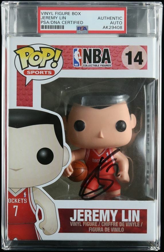 Jeremy Lin Signed Funko Pop PSA/DNA Houston Rockets Collectible: Jeremy Lin Signed Funko Pop PSA/DNA Houston Rockets Collectible This unique Funko Pop! features the signature of Jeremy Lin, a prominent player in the NBA. Authenticated by Professional Sports Authent